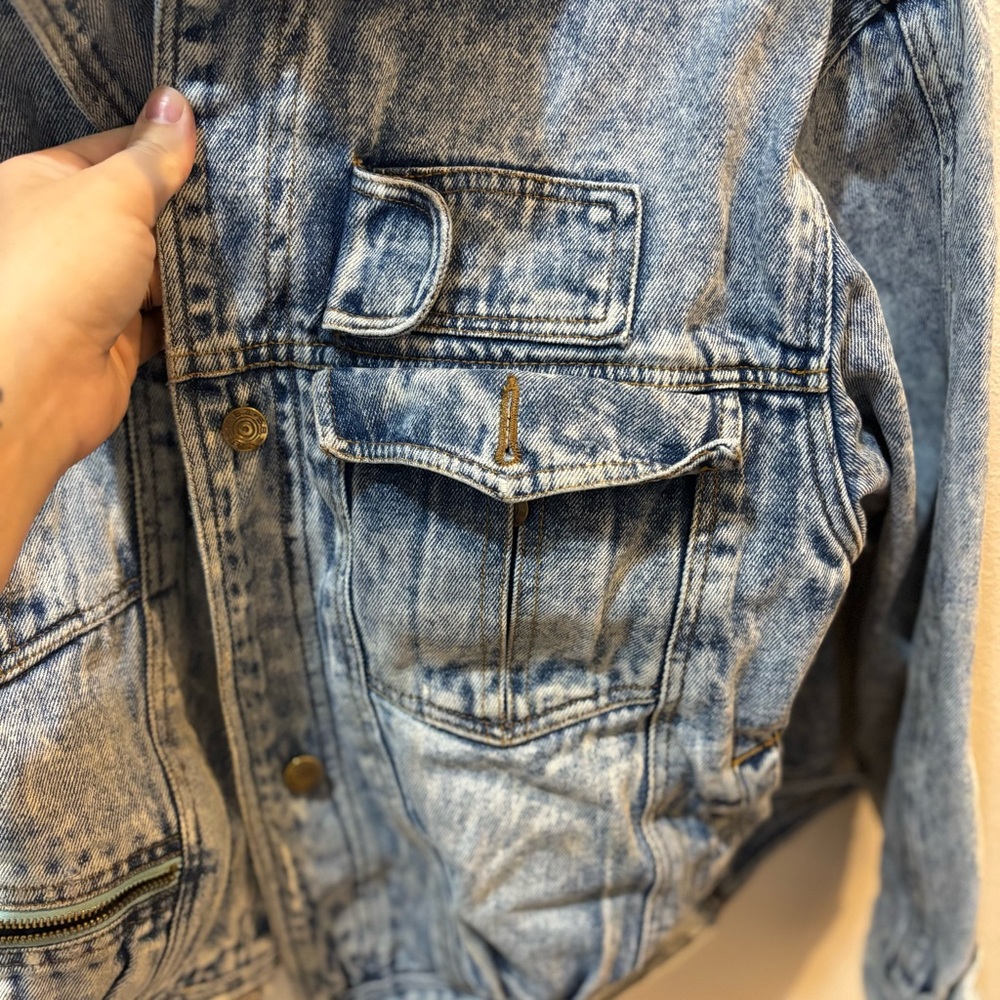 Vintage 80s Acid Wash Denim/Jean Jacket Unisex Men’s Sm Women’s Med - Picture 4 of 13
